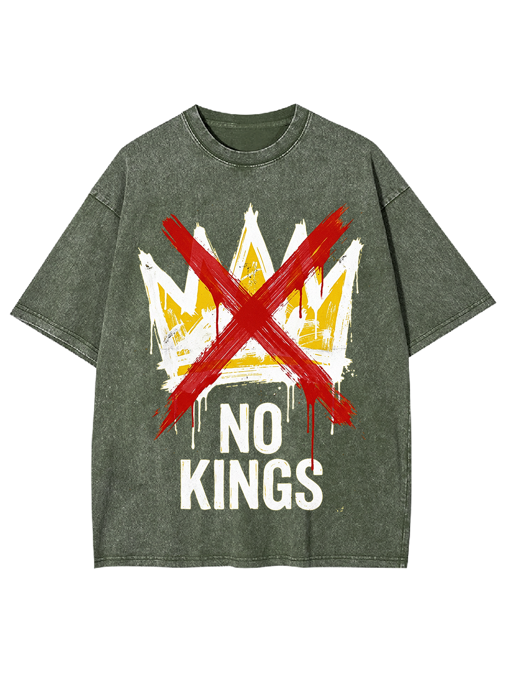 Unisex NO KINGS—Street Rebellion Printed Washed Tee