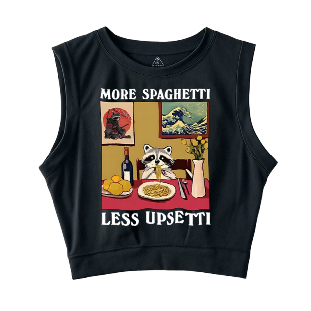  More Spaghetti Less Upsetti Japanese Sleeveless Crop Top