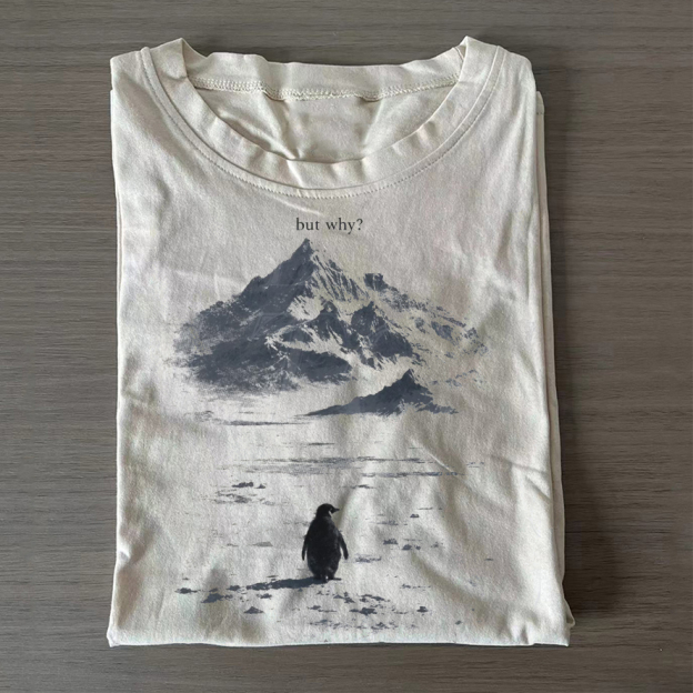 Unisex Classic Cotton Lone Penguin Mountain Meme Printed T-shirt