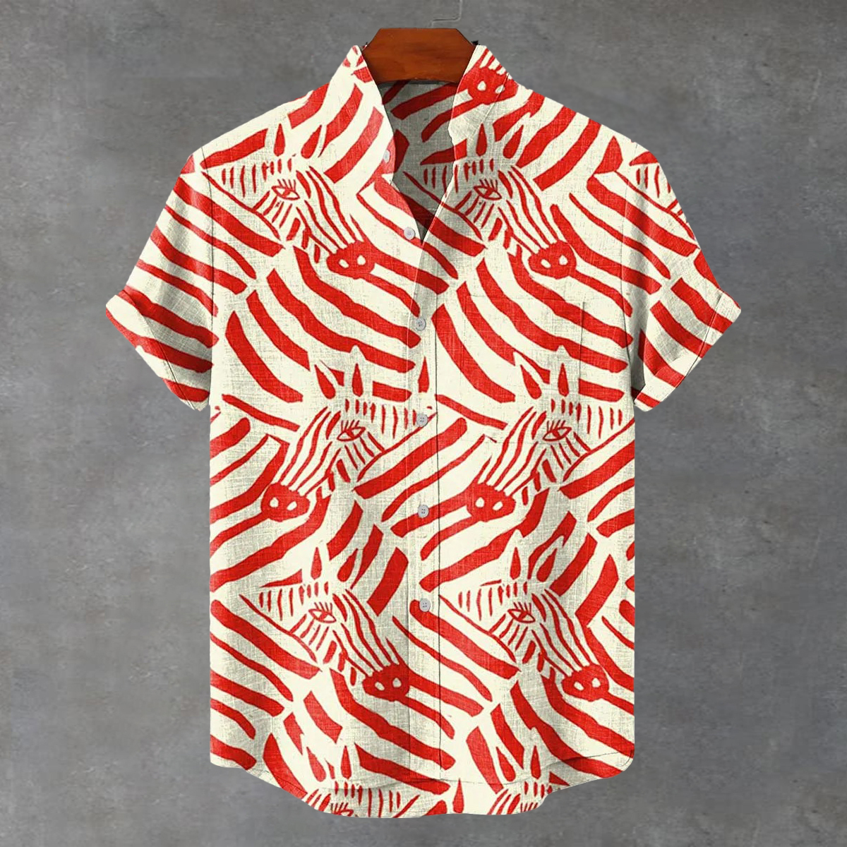 Zebra Red Stripes Print Casual 100% Cotton Shirt