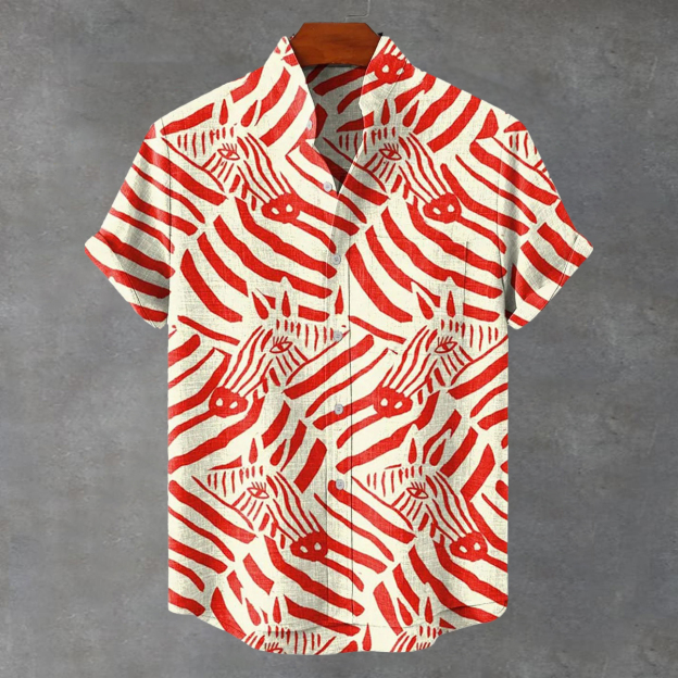 Zebra Red Stripes Print Casual 100% Cotton Shirt