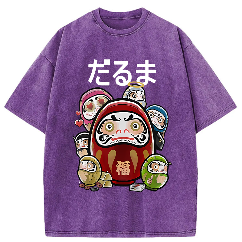 Colorful Daruma Dolls Washed T-Shirt
