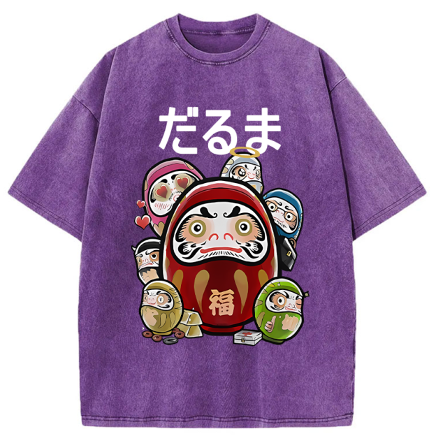 Colorful Daruma Dolls Washed T-Shirt