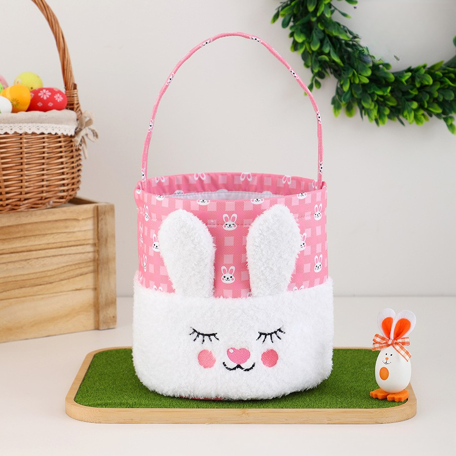 Easter Children'S Rabbit Basket Festive Rabbit Bucket Scene Layout Portable Bucket