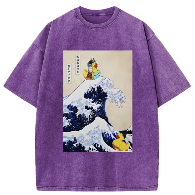 Samurai Duck And Sumo Duck Washed T-Shirt