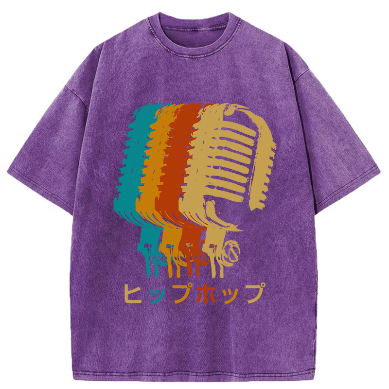 Vintage Hip-hop Mic Washed T-Shirt