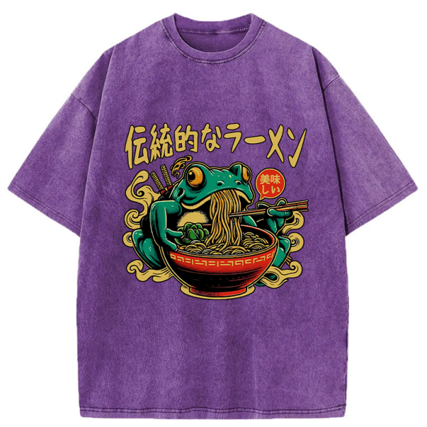 Frog Obsessed With Ramen Washed T-Shirt