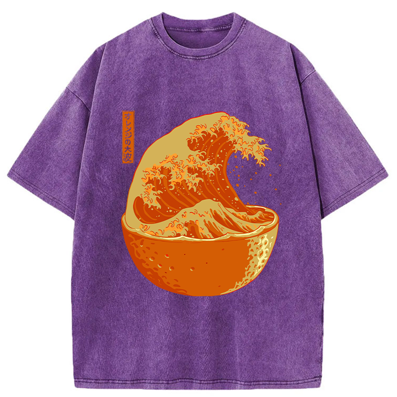 The Great Wave Off Orange Washed T-Shirt