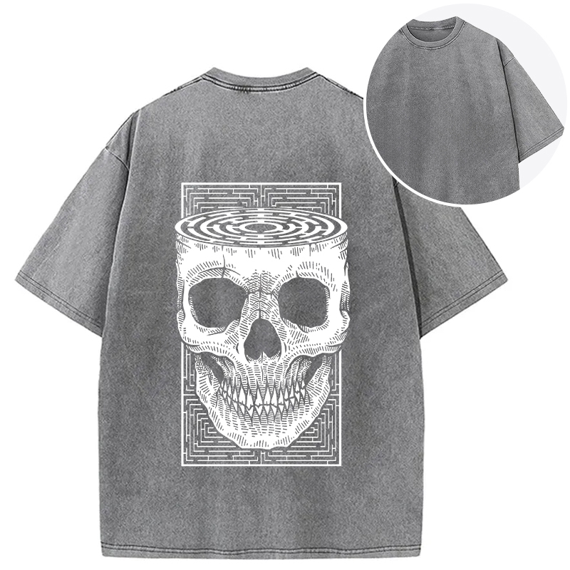 Horror Skull Back Washed T-Shirt