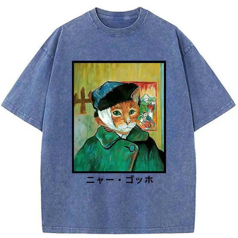 Meow Gogh Washed T-Shirt