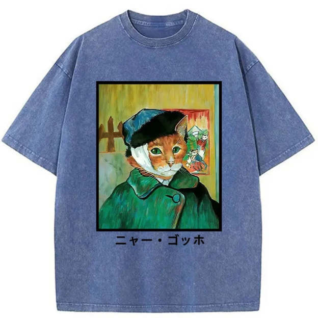Meow Gogh Washed T-Shirt