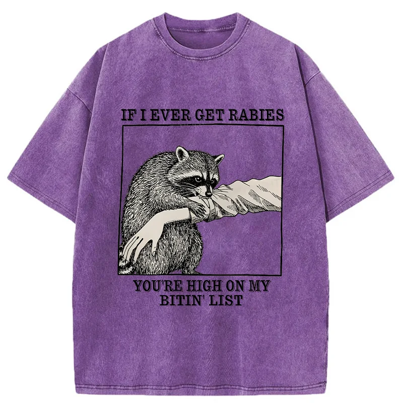 Unisex Raccoon Bites Washed T-Shirt