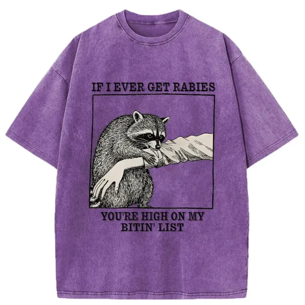 Unisex Raccoon Bites Washed T-Shirt