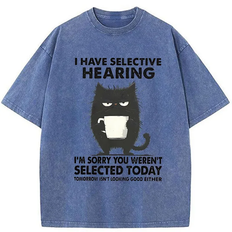 Unisex Selective Hearing Washed T-Shirt