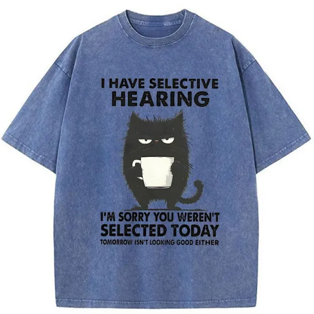 Unisex Selective Hearing Washed T-Shirt
