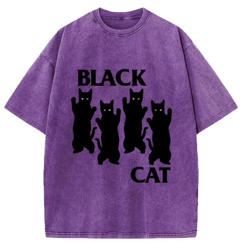 Four Black Cats Washed T-Shirt