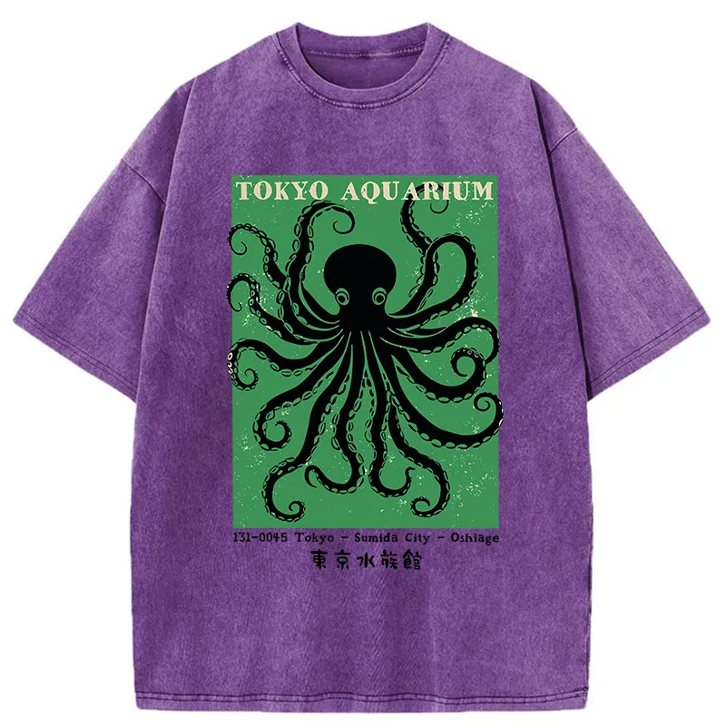 Unisex Tokyo Japanese Aquarium Washed T-Shirt