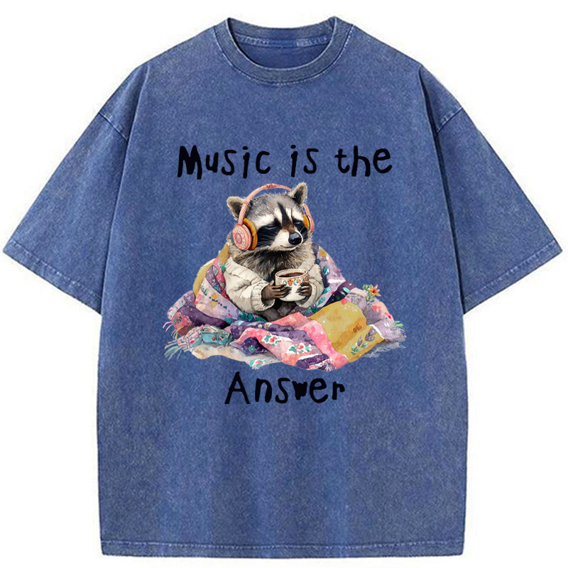 Unisex Music Is The Answer Washed T-Shirt