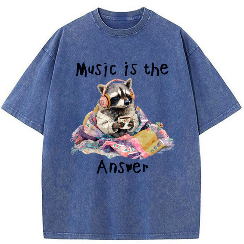 Unisex Music Is The Answer Washed T-Shirt