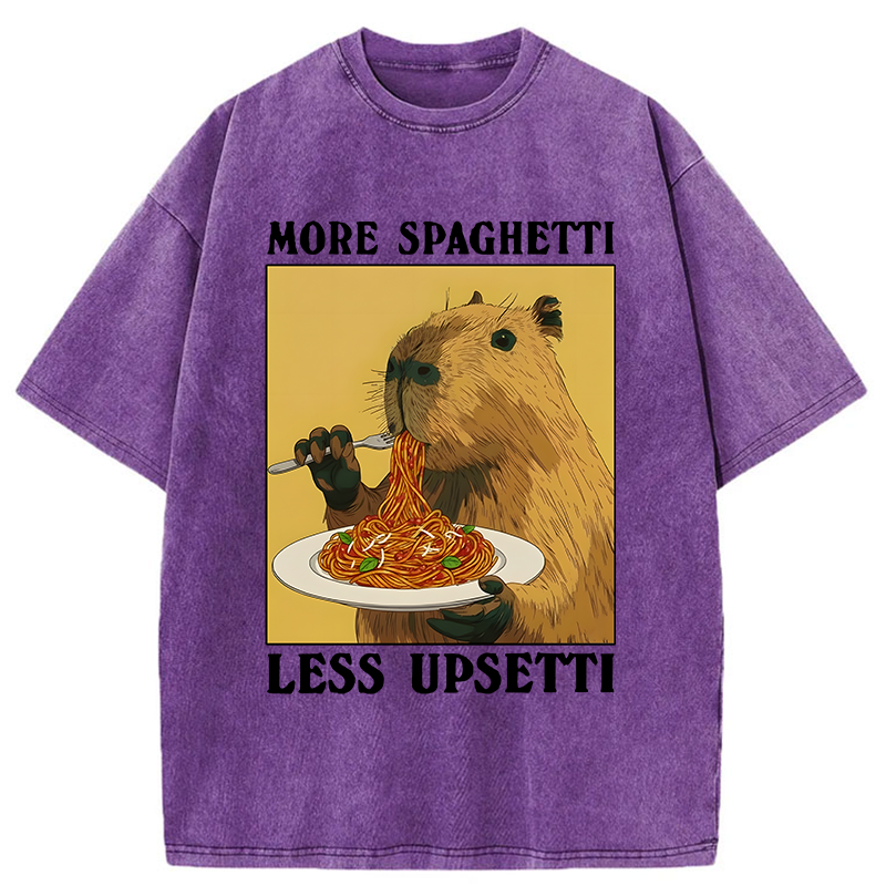 Unisex Capybara Eating Pasta Washed T-Shirt