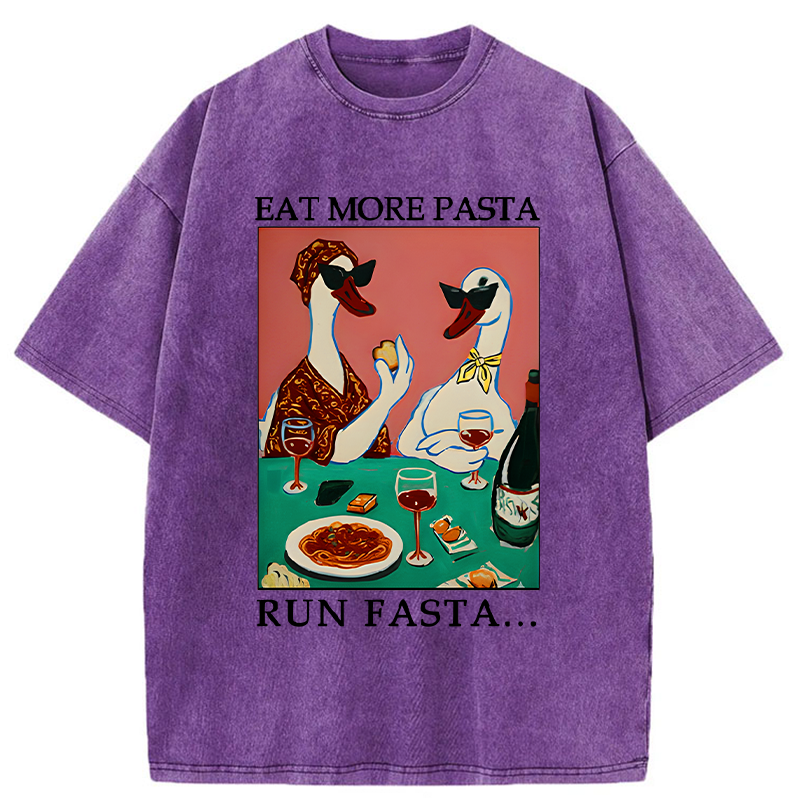 Unisex Eat More Pizza Washed T-Shirt