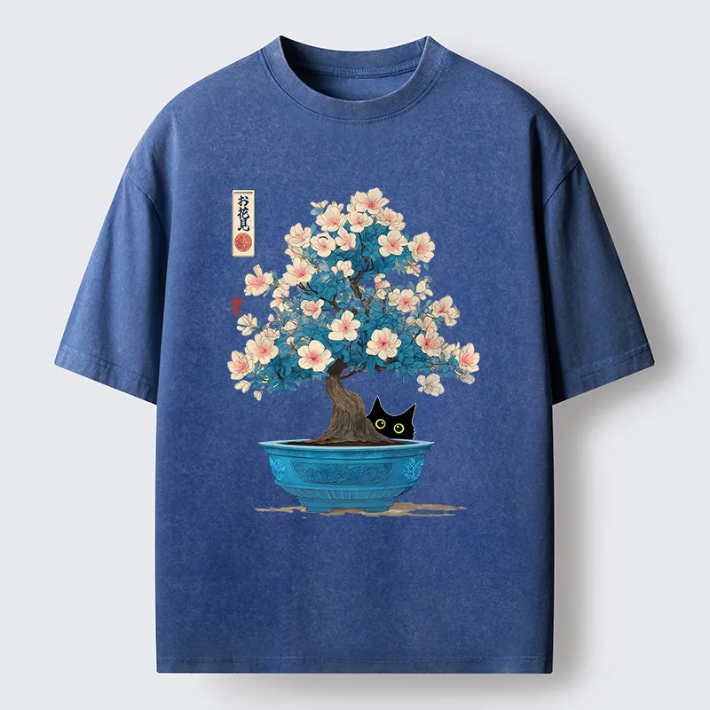 Unisex Japanese Bonsai Art Washed T-Shirt