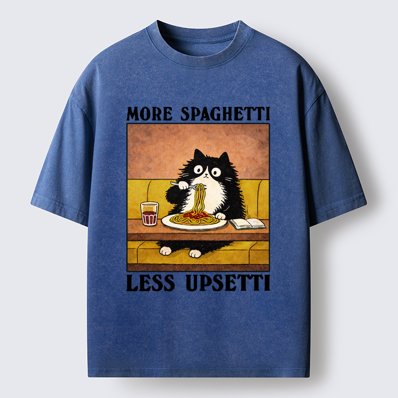 Unisex Unavailable Cat: More Spaghetti Less Upsetti Washed T-Shirt