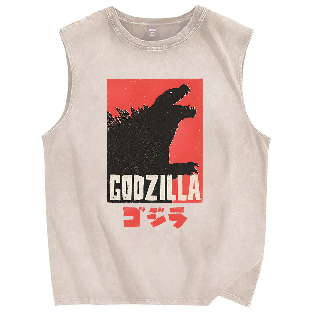 Unisex Monster Printed Washed Tank Top