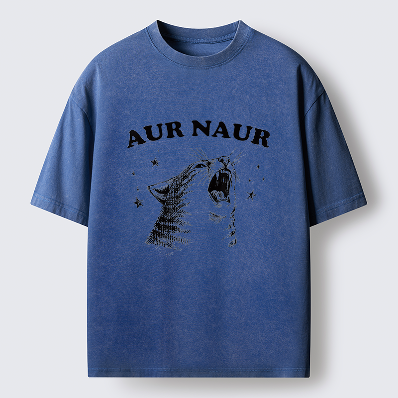 Unisex Aur Naur Cat Washed T-Shirt