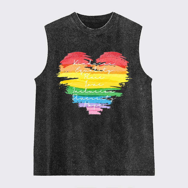 Kindness Equality Peace Love Washed Tanks