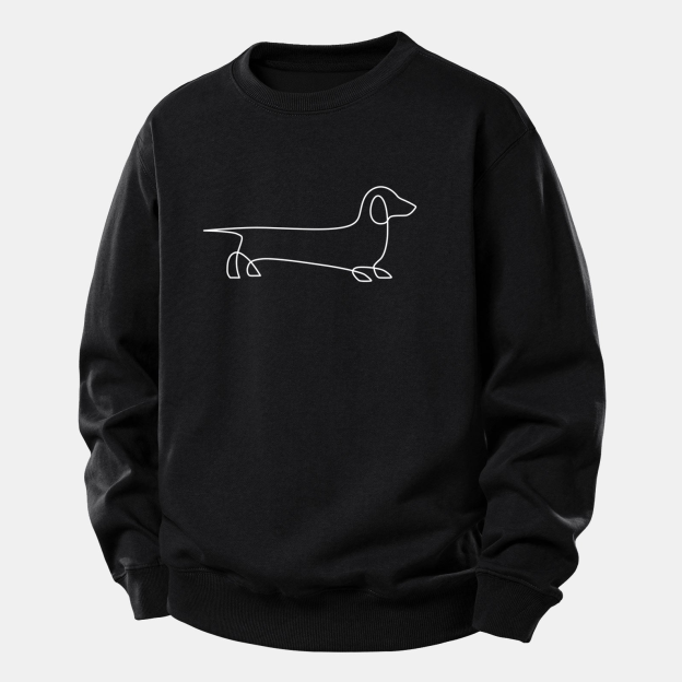 Line Dachshund Print Relax Fit Sweatshirt