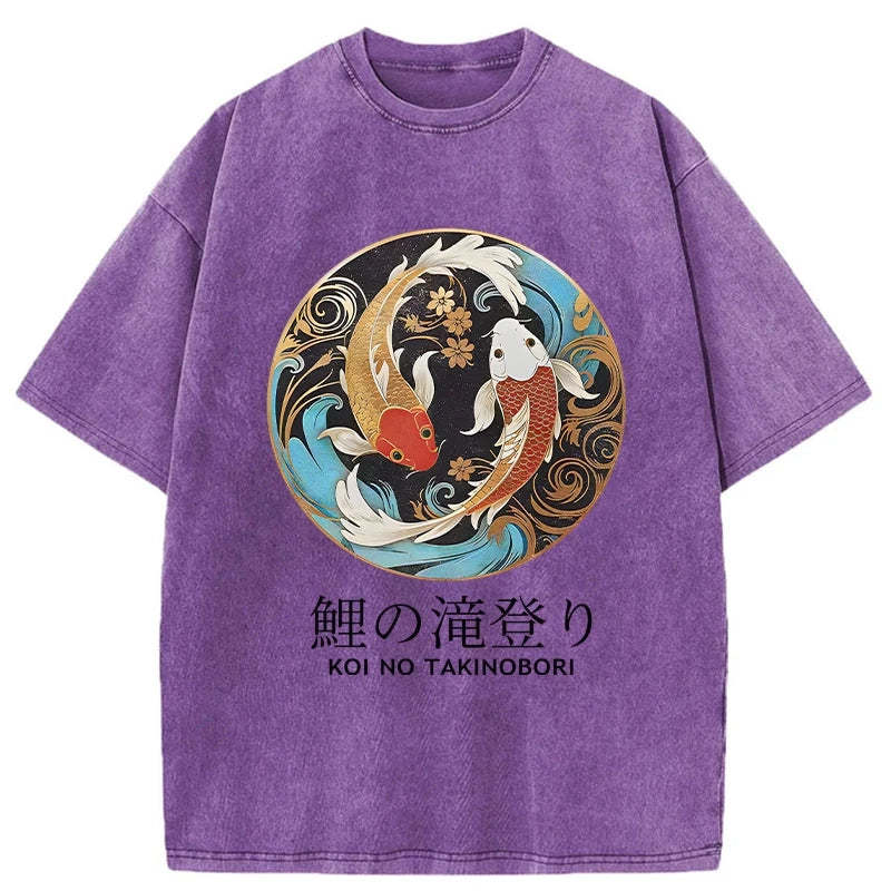 Two Koi Carps Washed T-Shirt