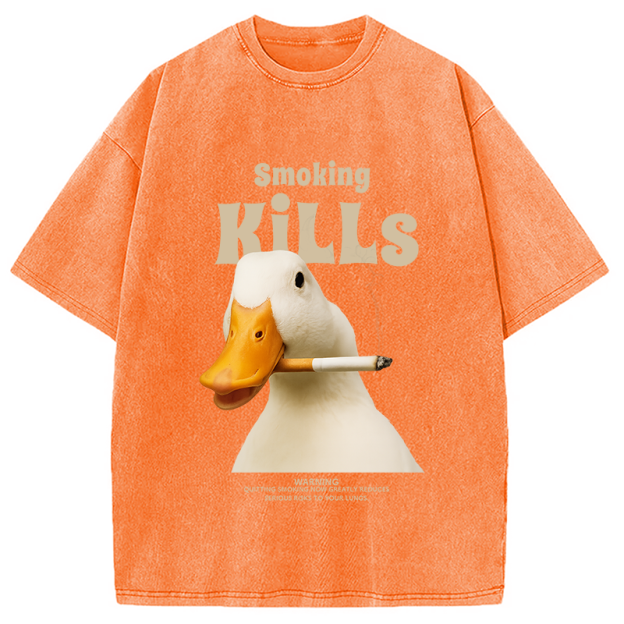Goose Smoking Funny Meme  Washed T-Shirt