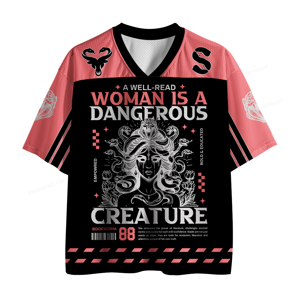 A Well-Read Woman Is A Dangerous Creature Unisex Mesh Jersey