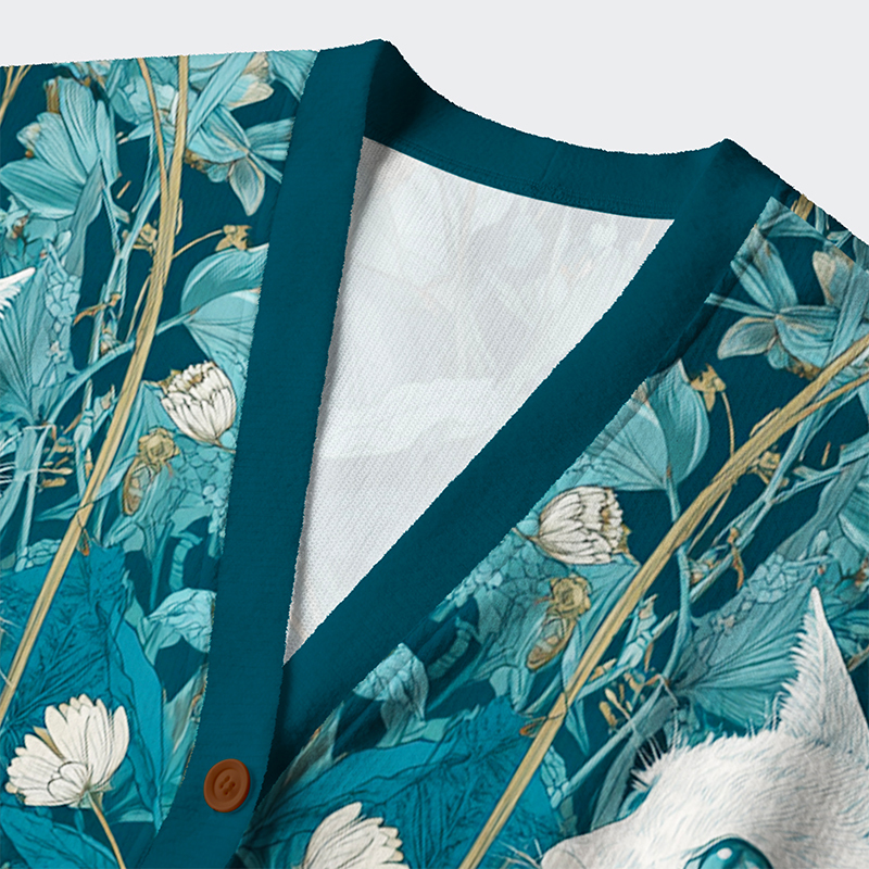 Unisex Blue Meadow Reverie Ugly Cardigan Sweater