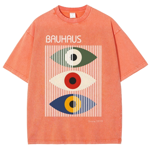 Unisex Bauhaus Art Eye Printed Washed T-shirt