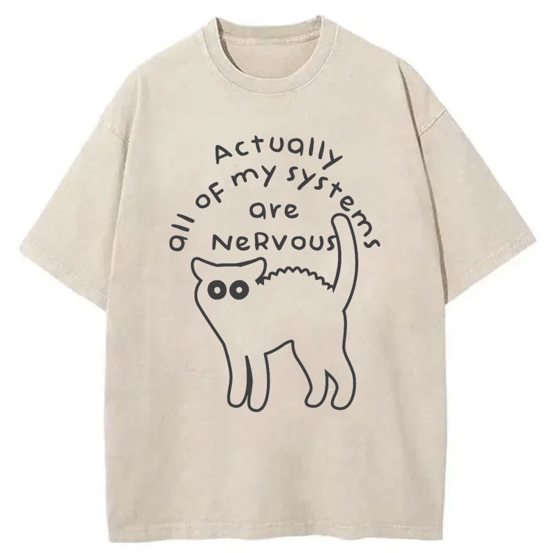 Actually All Of My Systems Are Nervous Washed T-Shirt