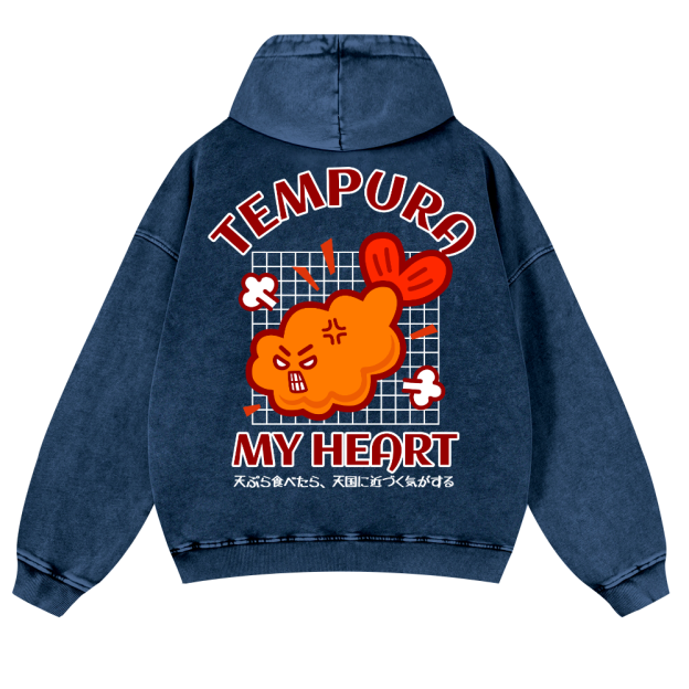 Tempura Shrimp Vintage Washed Cotton Back Art Hoodie
