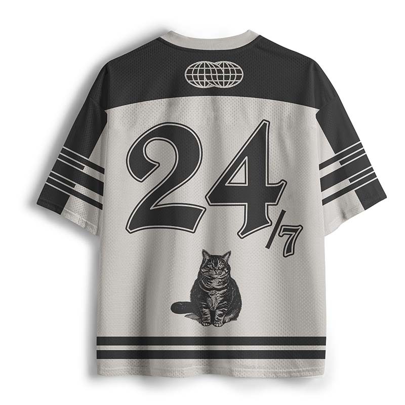 Unisex Overweight Cat And Its Doting Owner Mesh Jersey