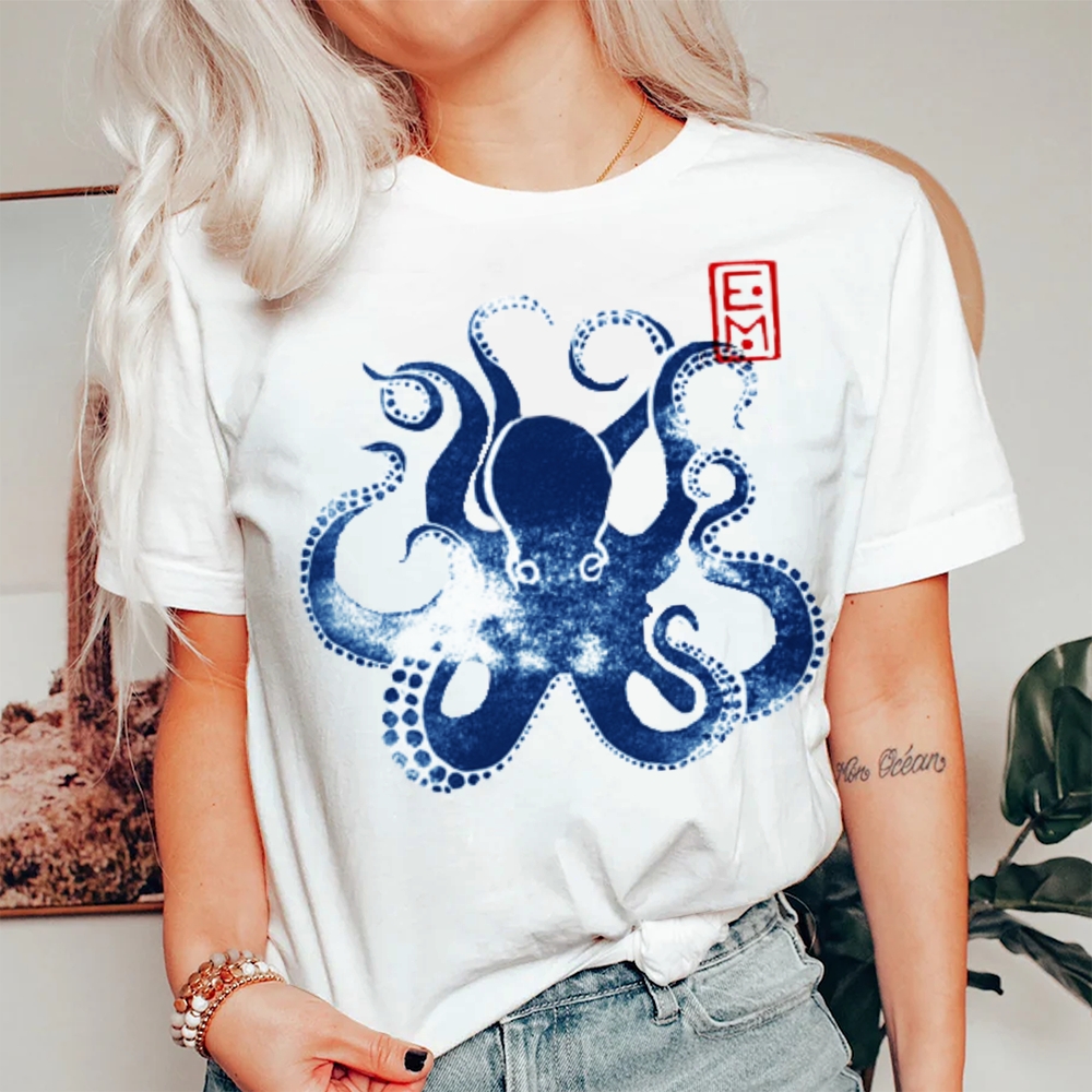 Vintage Japanese Octopus Washed Cotton T-Shirt