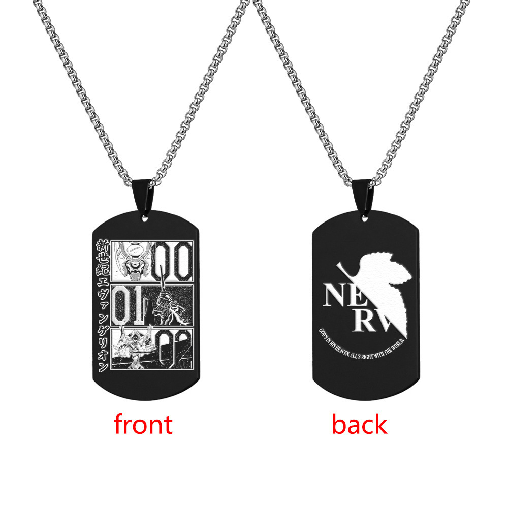 Neon Genesis Evangelion Stainless Steel Military Tag Engraved Necklace Tag Shinji Ikari Ayanami Rei Titanium Steel Dog Tag