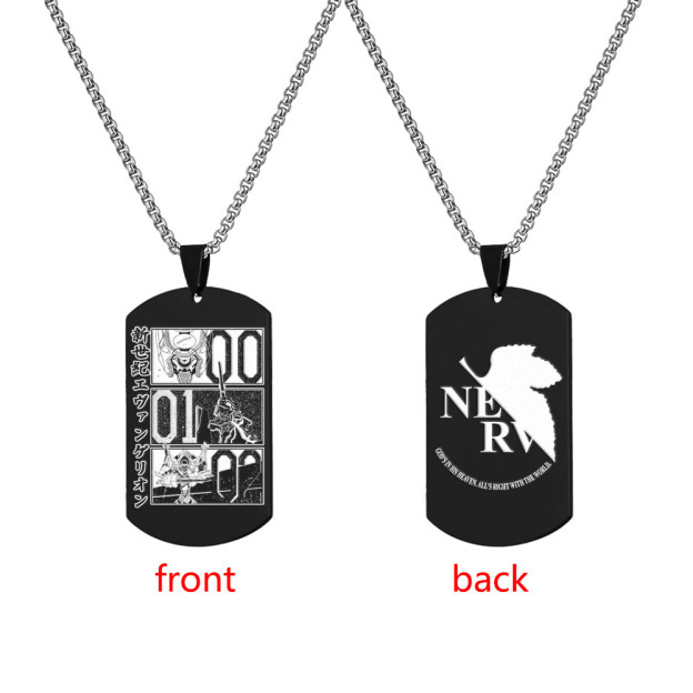 Neon Genesis Evangelion Stainless Steel Military Tag Engraved Necklace Tag Shinji Ikari Ayanami Rei Titanium Steel Dog Tag