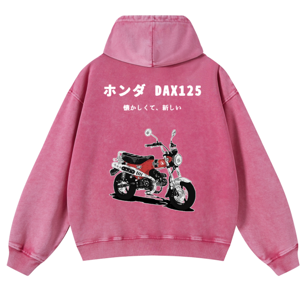 Motorcycle Bike Vintage Washed Cotton Back Art Hoodie