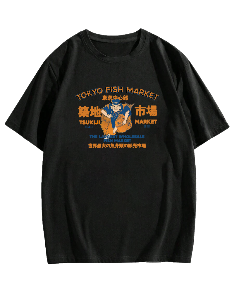 Tokyo Tsukiji Market Cotton casual T-shirt