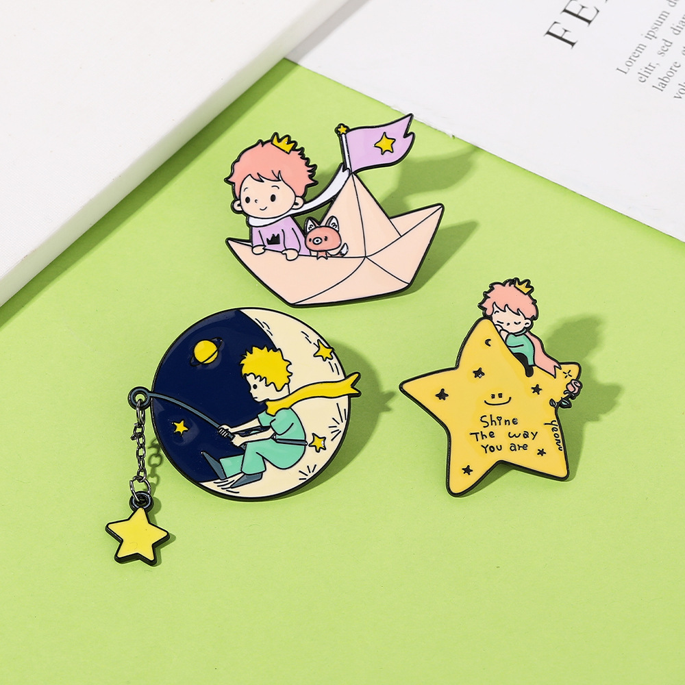 The Little Prince Rose Decorated Cosmic Fairy Tale Metal Pins