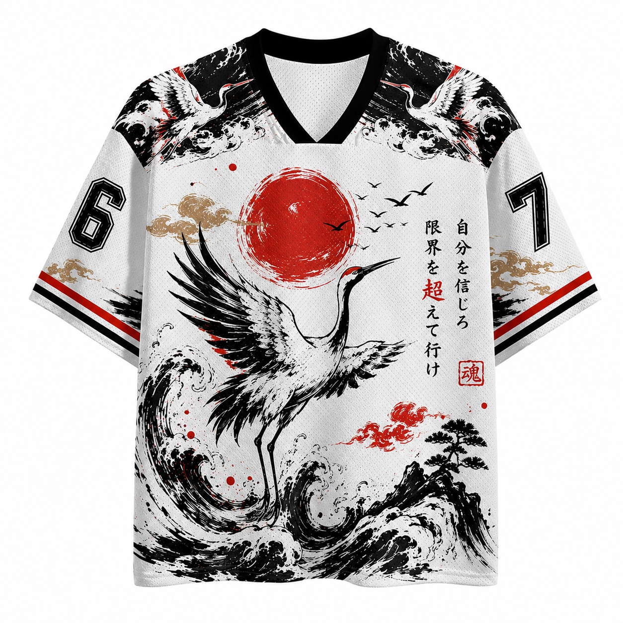 Crimson Crane Jersey Shirts