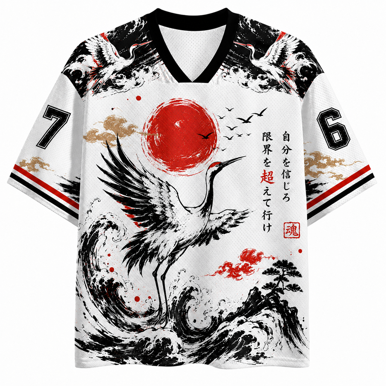 Crimson Crane Jersey Shirts