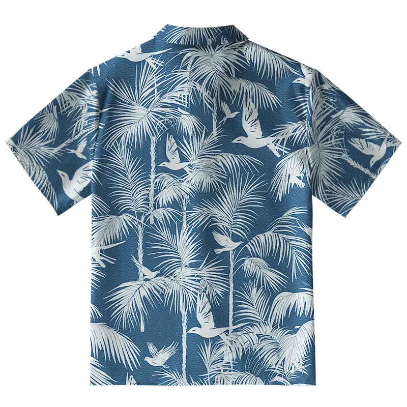 Palm Tree And Flying Birds Button-up Shirt – Fishneo