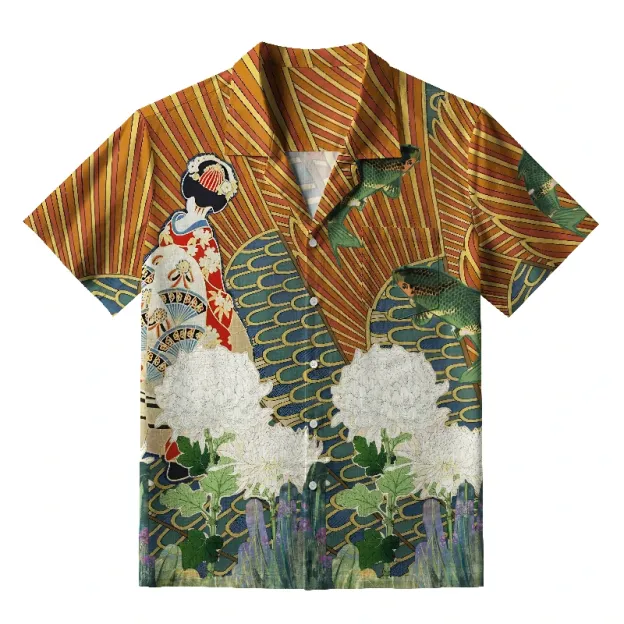  Geisha Among The Chrysanthemums Hawaiian Shirt