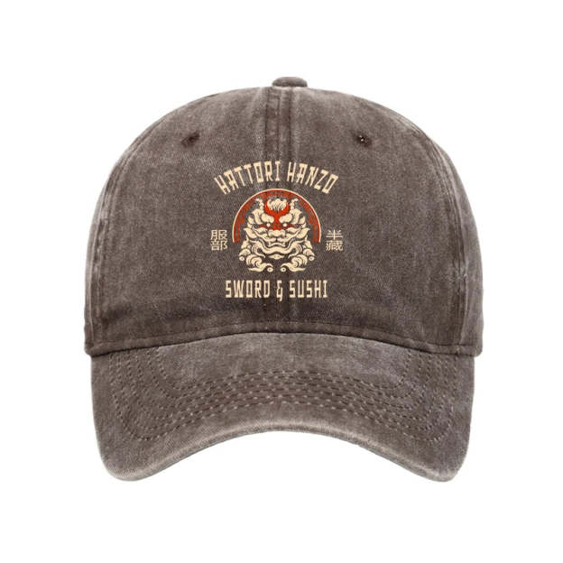 Hattori Hanzo Sword And Sushi Japanese Washed Cap